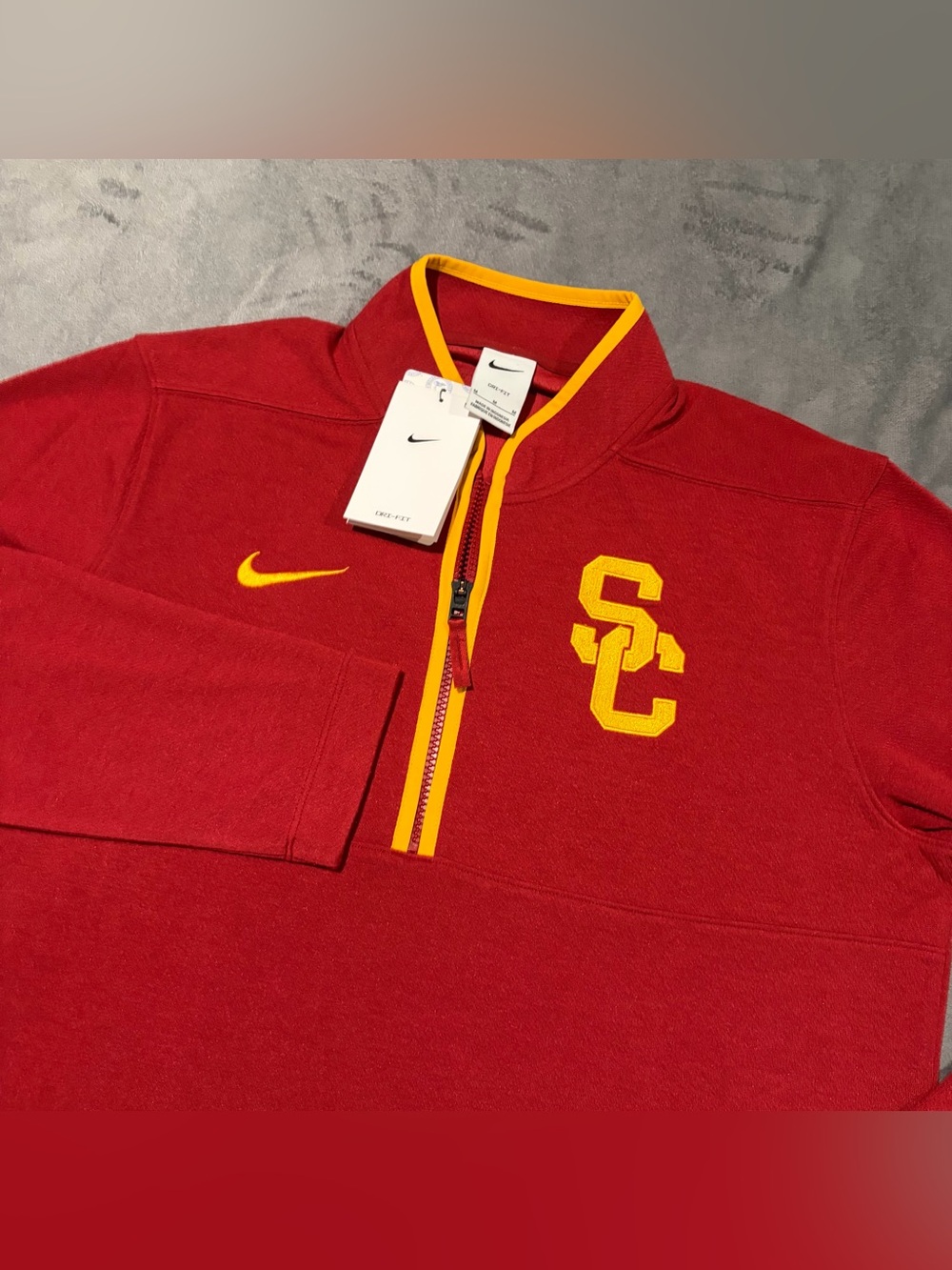USC Trojans Nike Sweater Mens Medium Cardinal Red DriFit Half Zip Pullover